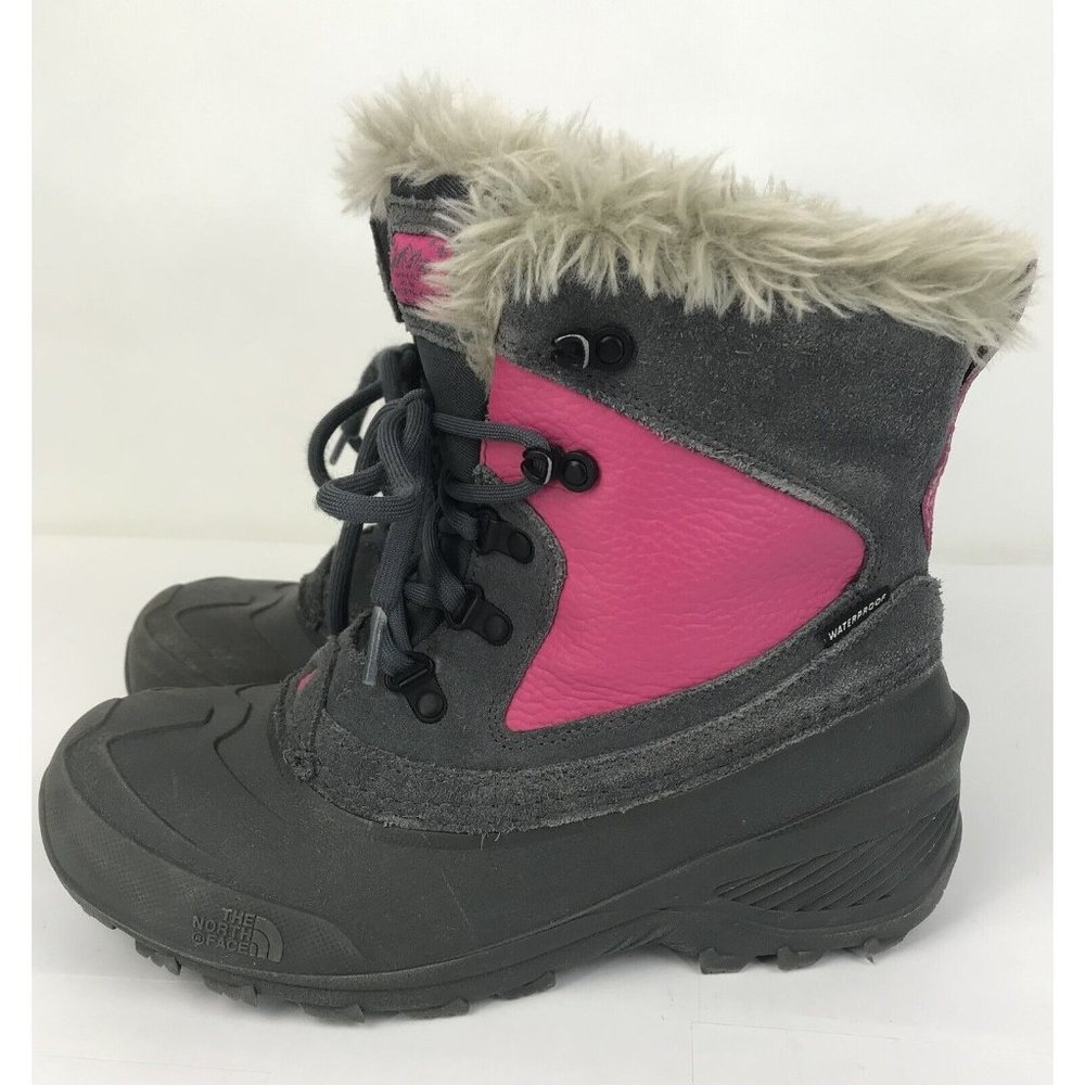 The North Face Boots Womens 6 Pink gray Faux Fur Suede Size 6